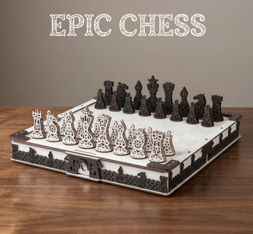 Funvention EPIC CHESS | DIY Mechanical Chess Set with Geared Fidget Pieces | 6+ Years