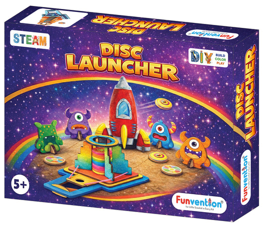 Funvention DIY Disc Launcher Kit for Kids (6+ Years) | Build, Paint & Play STEM Toy