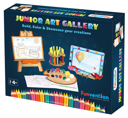 Funvention Junior Art Gallery DIY Art & Craft Kit for Kids (4+ Years) | Build, Paint & Display