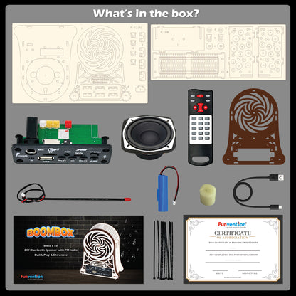 Boombox Portable DIY Bluetooth Speaker with FM Radio Kit for Kids (8+ Years) | STEAM Learning Utility Kit