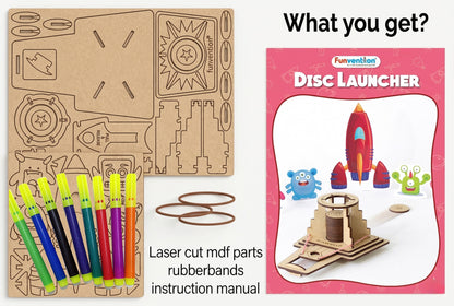 Funvention DIY Disc Launcher Kit for Kids (6+ Years) | Build, Paint & Play STEM Toy