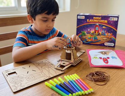 Funvention DIY Disc Launcher Kit for Kids (6+ Years) | Build, Paint & Play STEM Toy
