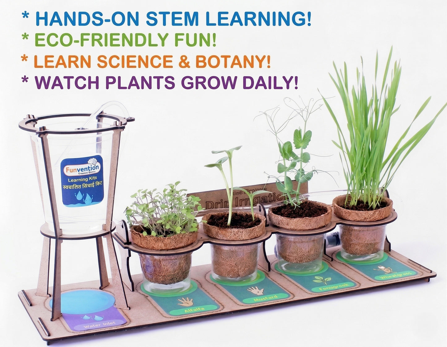 Drip Irrigation Kit for Kids | STEAM Learning School Project | Grow Real Plants with Drip System | Science Experiment Kit with Seeds & Soil | Age 5+
