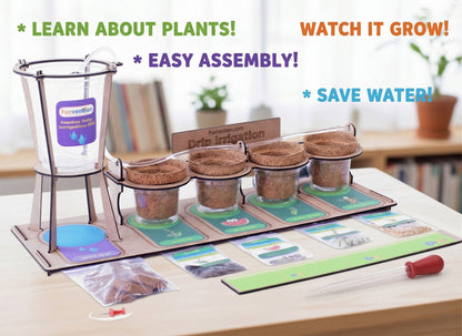 Drip Irrigation Kit for Kids | STEAM Learning School Project | Grow Real Plants with Drip System | Science Experiment Kit with Seeds & Soil | Age 5+