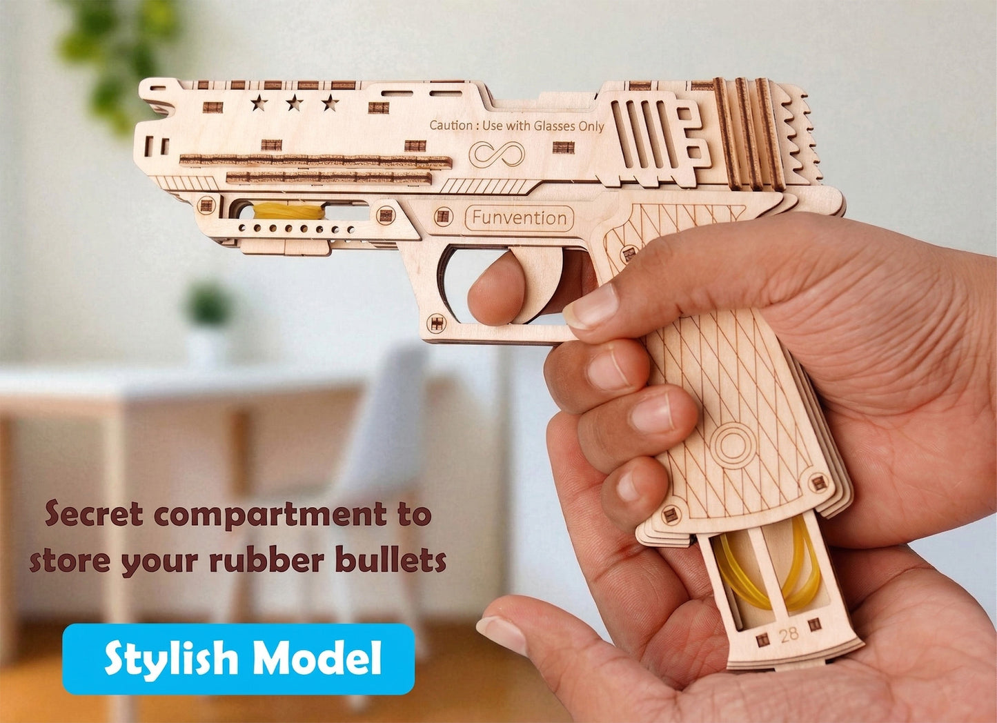 Funvention DIY Handgun Mechanical Model Kit for Kids (8+ Years)