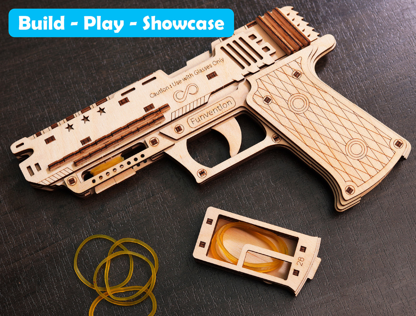 Funvention DIY Handgun Mechanical Model Kit for Kids (8+ Years)