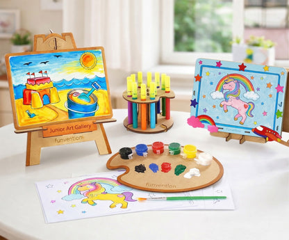 Funvention Junior Art Gallery DIY Art & Craft Kit for Kids (4+ Years) | Build, Paint & Display