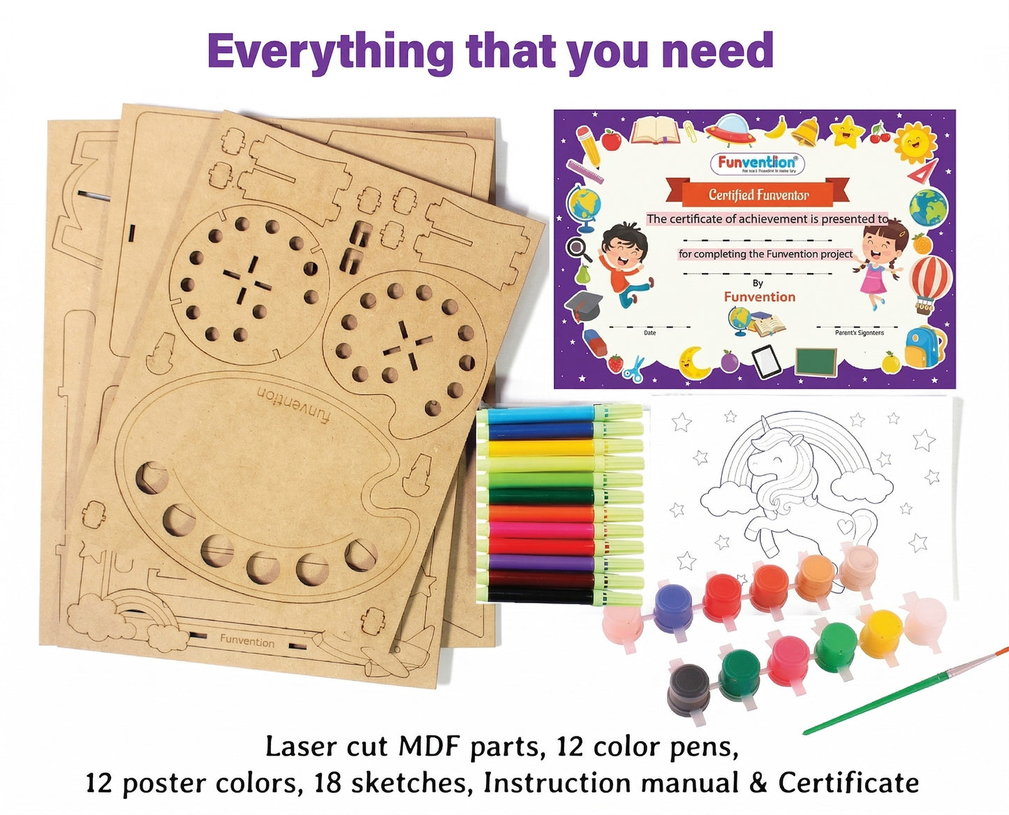 Funvention Junior Art Gallery DIY Art & Craft Kit for Kids (4+ Years) | Build, Paint & Display