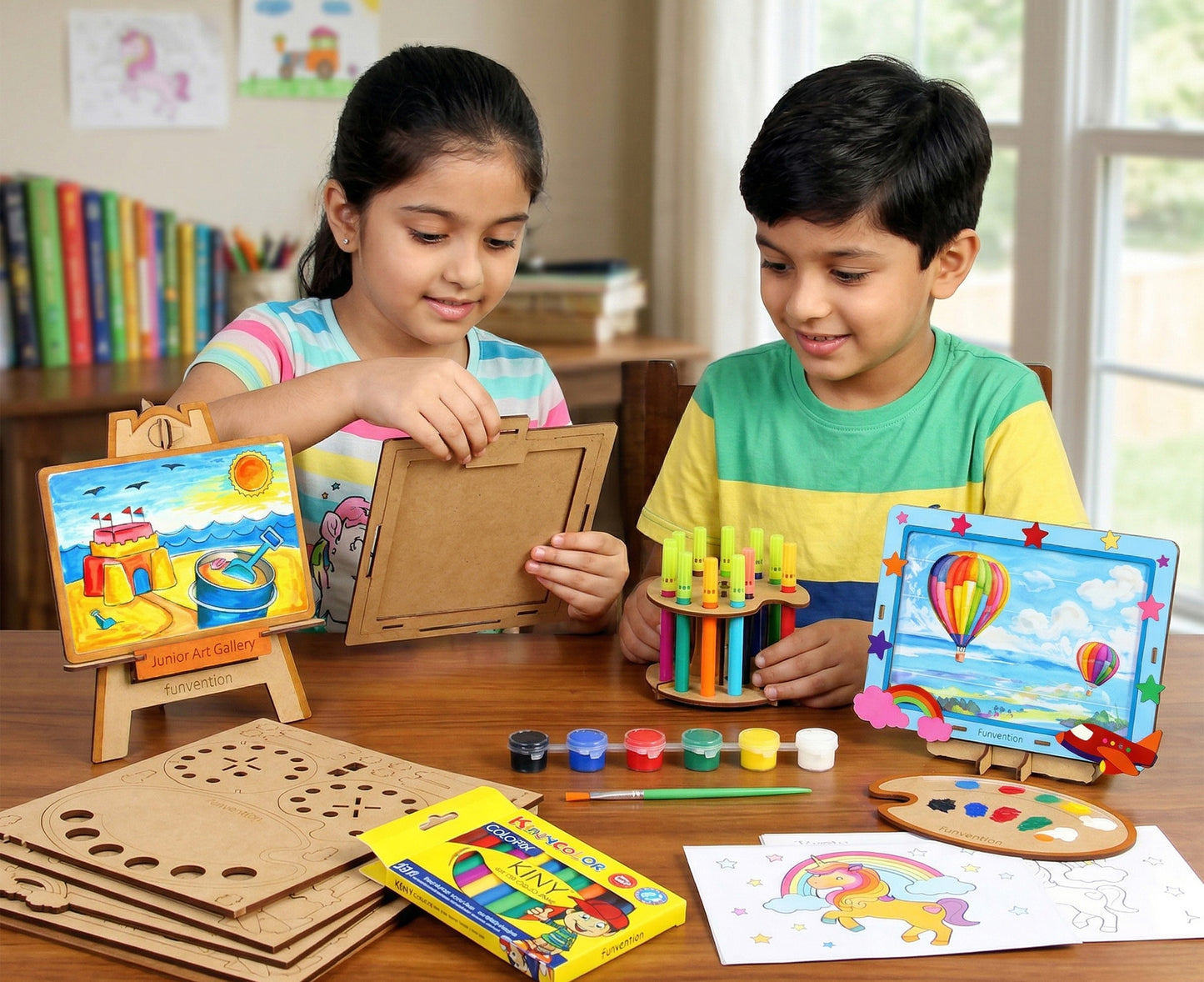 Funvention Junior Art Gallery DIY Art & Craft Kit for Kids (4+ Years) | Build, Paint & Display