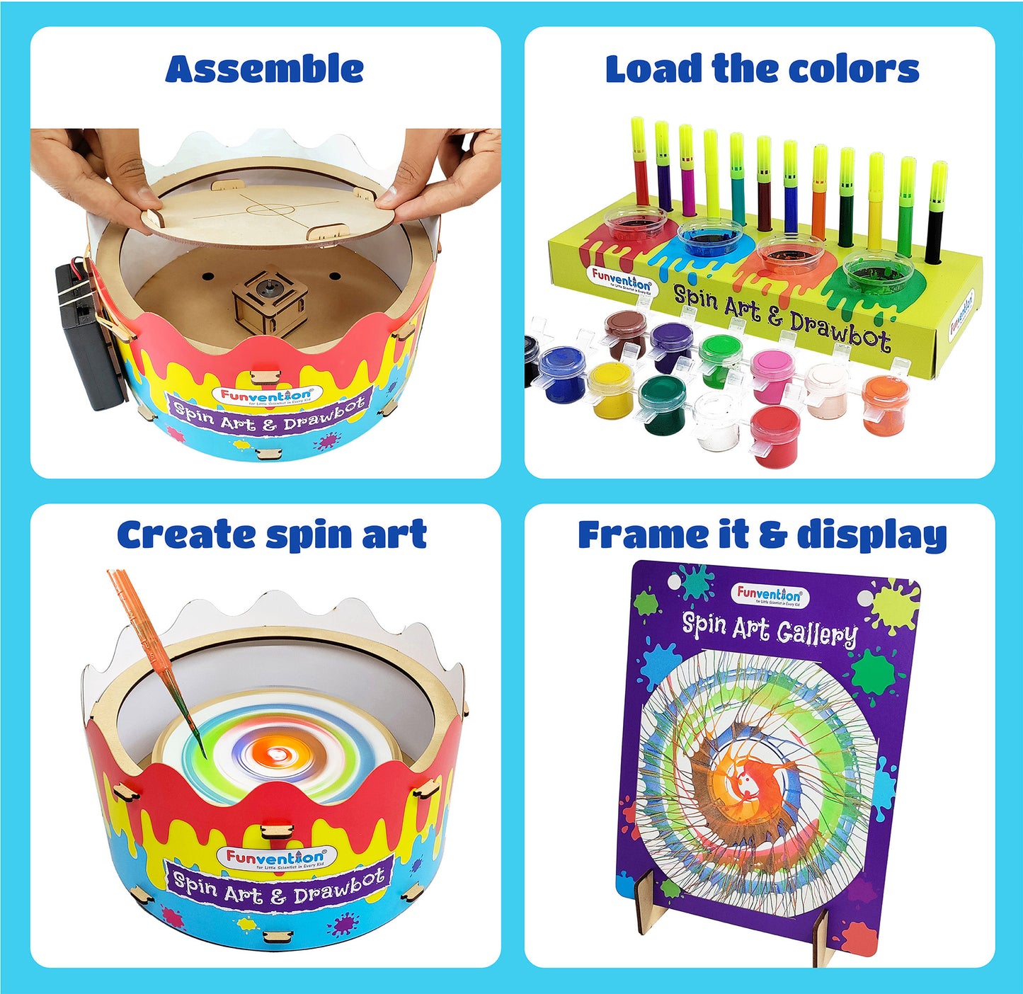 Funvention Spin Art Machine & Drawbot | STEAM DIY Toy for Kids |Ages 8+
