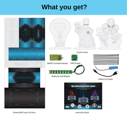 3D Holographic Superhero Smart Lamp DIY STEM Activity Kit for  Kids | Ages 8+