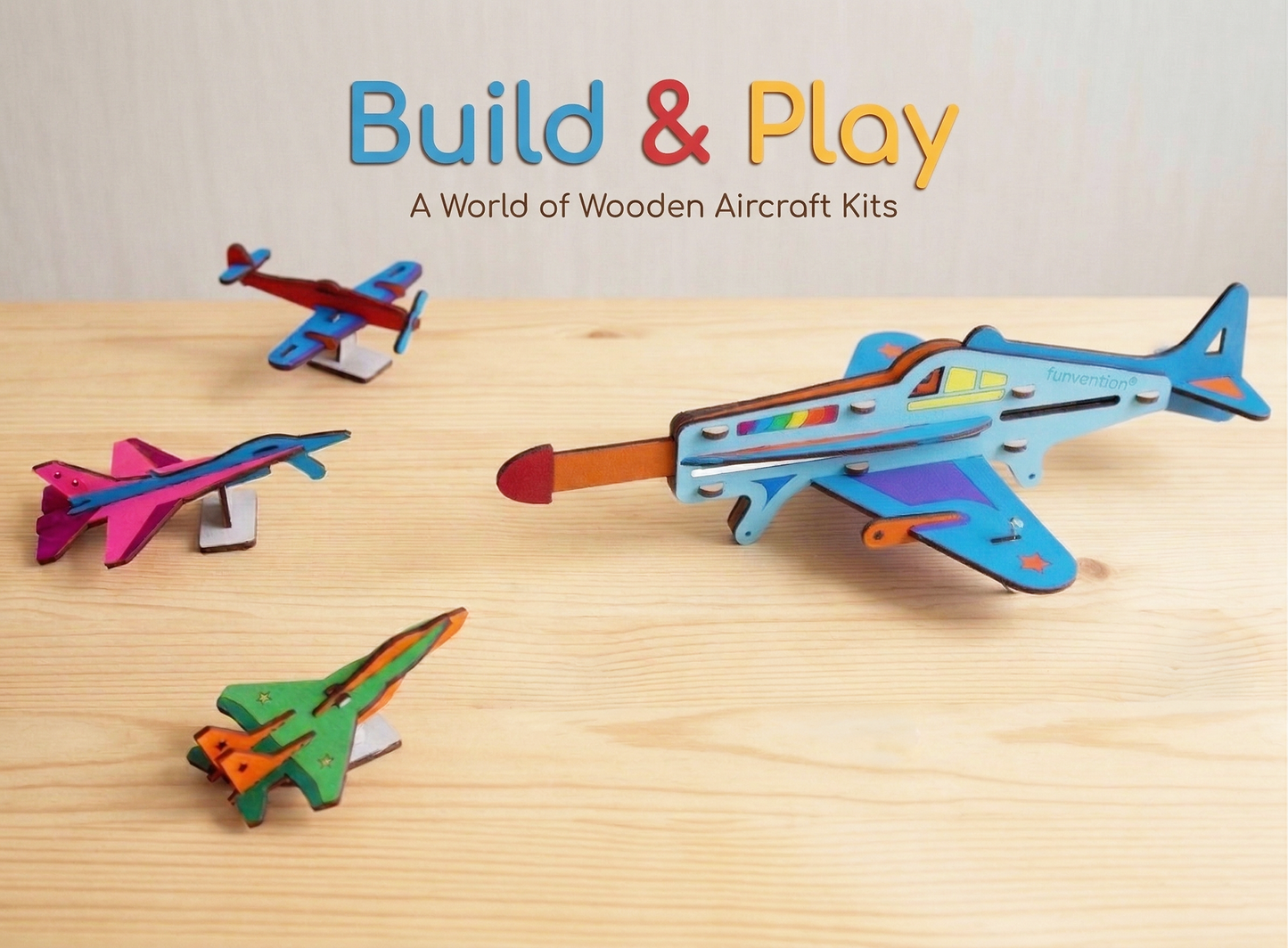 Funvention DIY Shooter Plane Toy for Kids 6+ Years | Build, Color & Play STEM Toy Kit