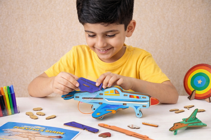 Funvention DIY Shooter Plane Toy for Kids 6+ Years | Build, Color & Play STEM Toy Kit