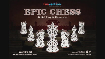 Funvention EPIC CHESS | DIY Mechanical Chess Set with Geared Fidget Pieces | 6+ Years