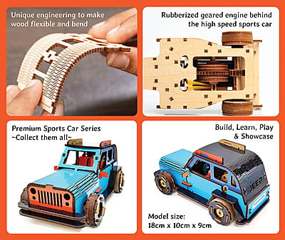 Jeep Car (Blue) DIY Mechanical Model