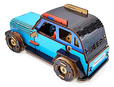 Jeep Car (Blue) DIY Mechanical Model