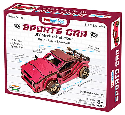 Sports Car (Red) DIY Mechanical Model