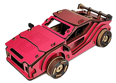 Sports Car (Red) DIY Mechanical Model