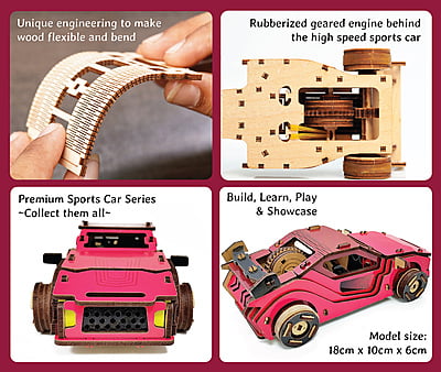 Sports Car (Red) DIY Mechanical Model