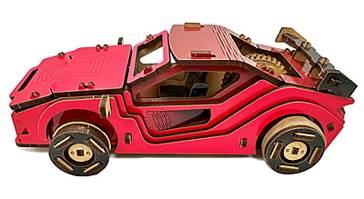 Sports Car (Red) DIY Mechanical Model