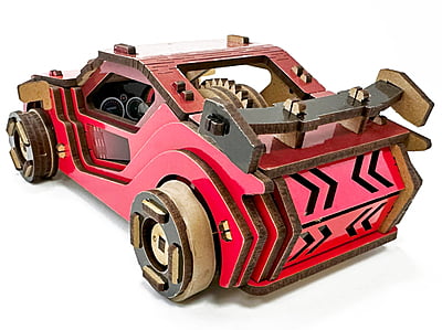 Sports Car (Red) DIY Mechanical Model