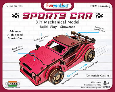 Sports Car (Red) DIY Mechanical Model